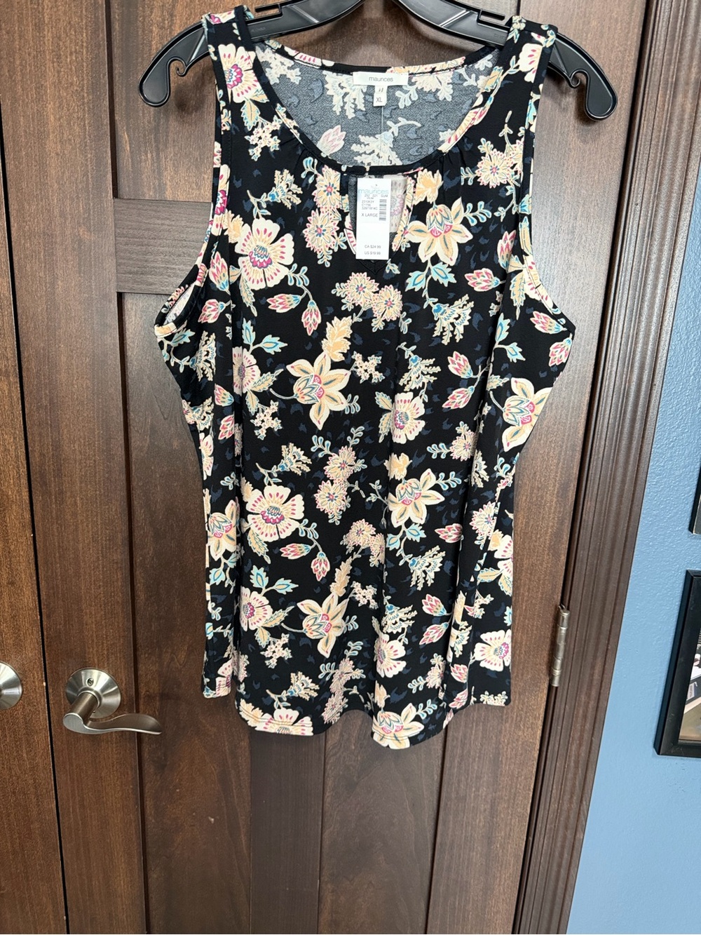 Maurices Black Floral Sleeveless Tank Top NWT